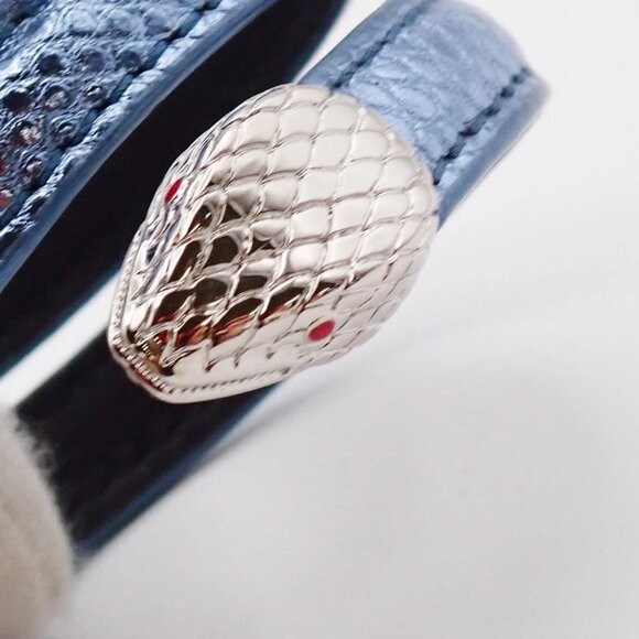 BVLGARI Logo Serpenti Forever Bracelet Blue Silver Italy Accessory 31RL216 - Picture 6 of 15